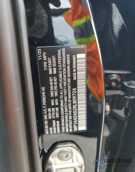 2024 Porsche Macan Base из США, поврежденный, VIN WP1AA2A52RLB09724